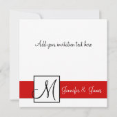 Red Black Damask Initiaal Wedding Invitation Kaart (Achterkant)