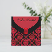 Red Black Damask Kaart (Staand voorkant)