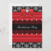 Red & Black Damask Lace Bachelorette Party Invite Kaart (Voorkant)