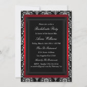 Red & Black Damask Lace Bachelorette Party Invite Kaart (Achterkant)