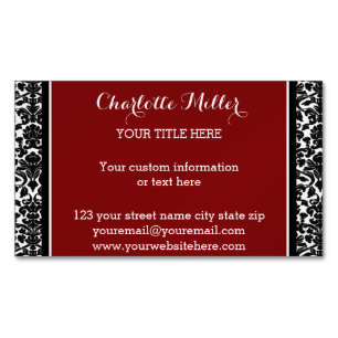 Red Black Damask Magnetic Visitekaartje Magnetisch Visitekaartje