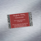 Red Black Damask Magnetic Visitekaartje Magnetisch Visitekaartje (Voorbeeld)