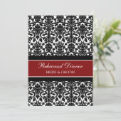 Red Black Damask repesal Dinner Party Kaart (Staand voorkant)