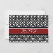Red Black Damask RSVP-bruiloft RSVP Kaartje (Achterkant)