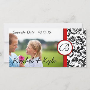 Red & Black Damask sparen de datum Uw Foto Save The Date