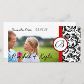 Red & Black Damask sparen de datum Uw Foto Save The Date (Voorkant / Achterkant)
