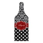 Red Black Damask Stippen op maat Snijplank (Voorkant)