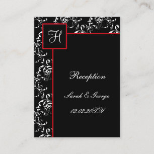 Red Black Damask Wedding Invitations Informatiekaartje