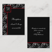 Red Black Damask Wedding Invitations Informatiekaartje (Voorkant / Achterkant)