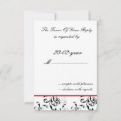 Red Black Damask Wedding Invitations Kaart (Achterkant)