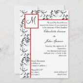 Red Black Damask Wedding Invitations Kaart (Voorkant)