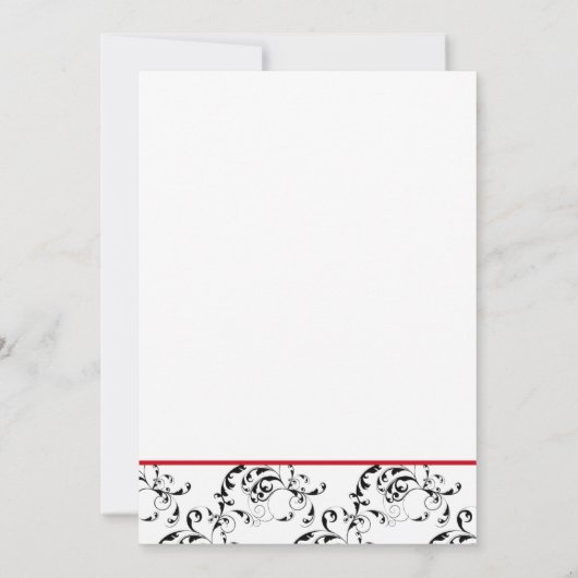 Red Black Damask Wedding Invitations Kaart (Achterkant)