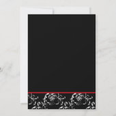 Red Black Damask Wedding Invitations Kaart (Achterkant)
