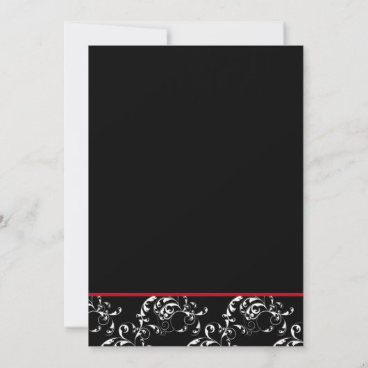 Red Black Damask Wedding Invitations Kaart (Achterkant)