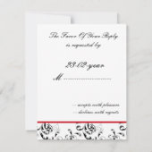 Red Black Damask Wedding Invitations Kaart (Achterkant)