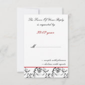 Red Black Damask Wedding Invitations Kaart (Achterkant)