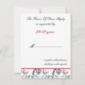 Red Black Damask Wedding Invitations RSVP Kaartje (Achterkant)