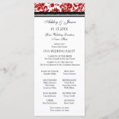 Red Black Damask Wedding Program Programmakaart (Achterkant)