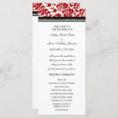 Red Black Damask Wedding Program Programmakaart (Voorkant / Achterkant)