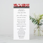 Red Black Damask Wedding Program Programmakaart (Staand voorkant)