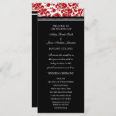 Red Black Damask Wedding Program Programmakaart (Voorkant / Achterkant)
