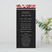 Red Black Damask Wedding Program Programmakaart (Staand voorkant)