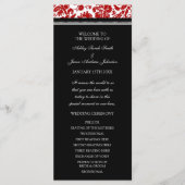 Red Black Damask Wedding Program Programmakaart (Voorkant)