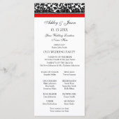 Red Black Damask Wedding Program Programmakaart (Achterkant)