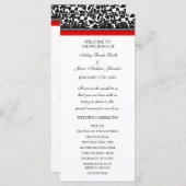 Red Black Damask Wedding Program Programmakaart (Voorkant / Achterkant)