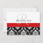Red Black Damask Wedding RSVP voor Square Invites