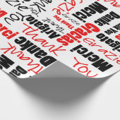 Red Black Dank u Word Cloud Cadeaupapier (Hoek)