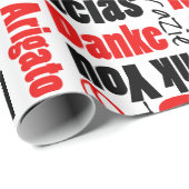 Red Black Dank u Word Cloud Cadeaupapier (Rol Hoek)