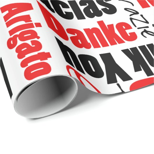 Red Black Dank u Word Cloud Cadeaupapier (Rol Hoek)