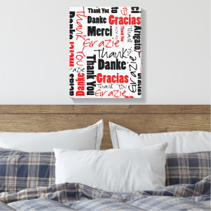 Red Black Dank u Word Cloud Canvas Afdruk