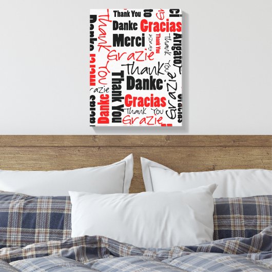 Red Black Dank u Word Cloud Canvas Afdruk (Insitu (Slaapkamer))