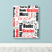 Red Black Dank u Word Cloud Canvas Afdruk (Insitu (Houten vloer))