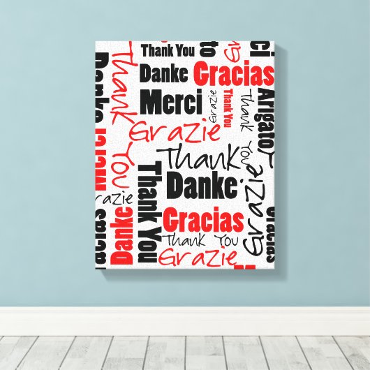 Red Black Dank u Word Cloud Canvas Afdruk (Insitu (Houten vloer))