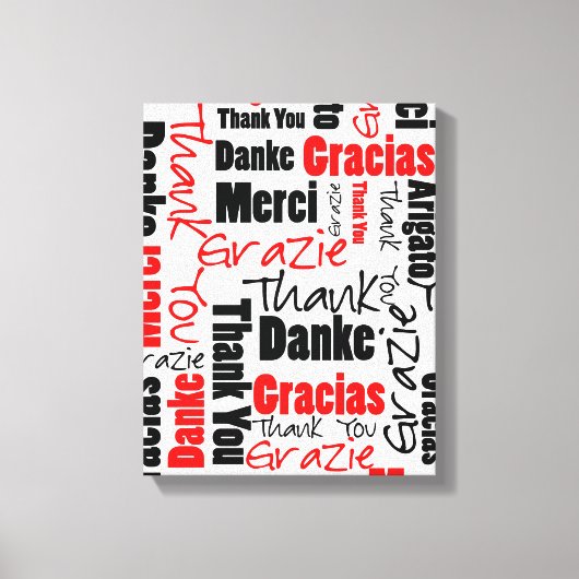 Red Black Dank u Word Cloud Canvas Afdruk (Voorkant)