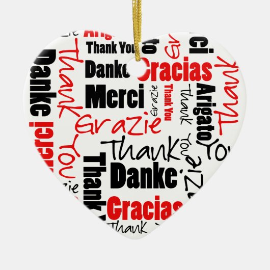 Red Black Dank u Word Cloud Keramisch Ornament (Voorkant)