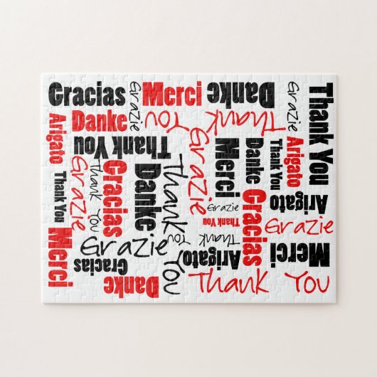 Red Black Dank u Word Cloud Legpuzzel (Horizontaal)