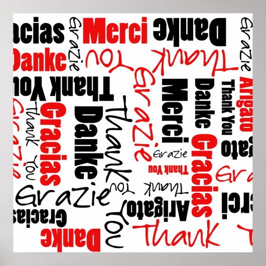 Red Black Dank u Word Cloud Poster (Voorkant)