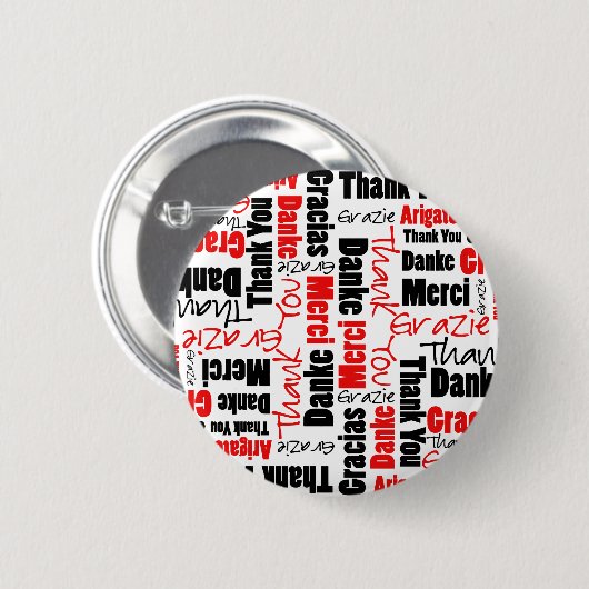 Red Black Dank u Word Cloud Ronde Button 5,7 Cm (Voorkant /achterkant)