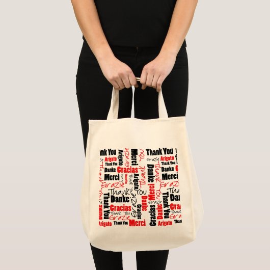 Red Black Dank u Word Cloud Tote Bag (Voorkant (product))
