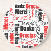 Red Black Dank u Word Cloud Zandsteen Onderzetter (Voorkant)