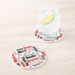 Red Black Dank u Word Cloud Zandsteen Onderzetter