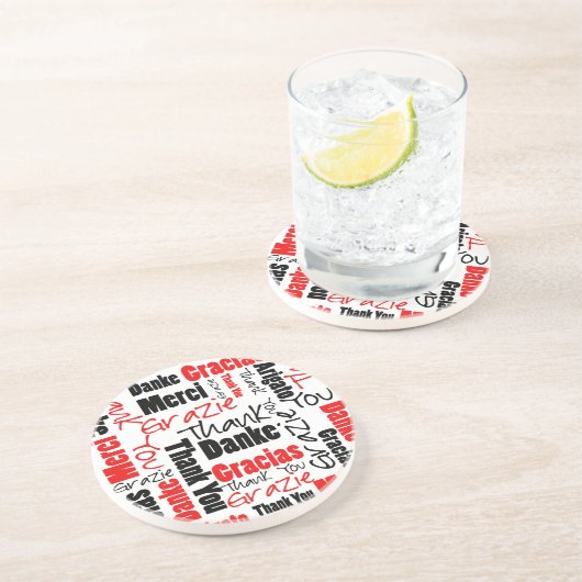 Red Black Dank u Word Cloud Zandsteen Onderzetter (Zijkant)