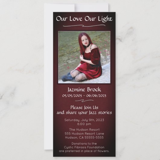 Red & Black digitale uitnodiging voor herdenking (Voorkant)