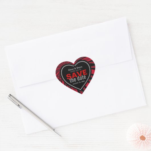 Red Black Diva Tribal bewaart de datum hartsticker Hart Sticker (Envelop)