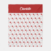 Red Black Doodle Hearts Retro Monogram Name Fleece Deken (Voorkant)