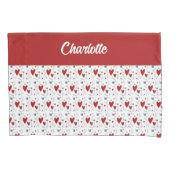 Red Black Doodle Hearts Retro Monogram Name Kussensloop (Voorkant)